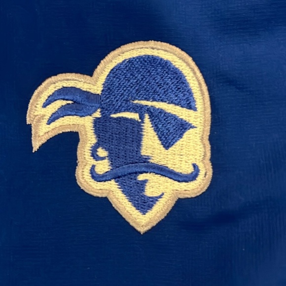 Seton Hall Pirates Track Jacket Baggy 1/4 Zip Adidas Blue/White Climaproof Large - Picture 2 of 11